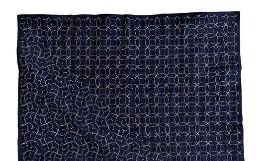 Hand-stitched Sashiko fabric showcasing traditional Japanese mending technique with intricate patterns, ideal for beginners seeking sustainable crafts.