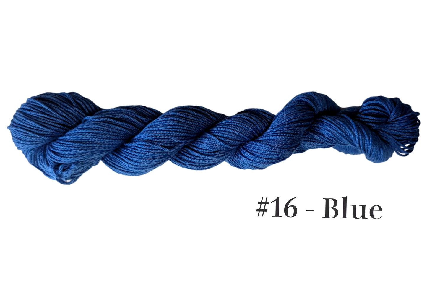 Traditional Mono Color Sashiko Thread in Blue skein #16 made of 100% Egyptian cotton, 145 meters in length and 26 g in weight