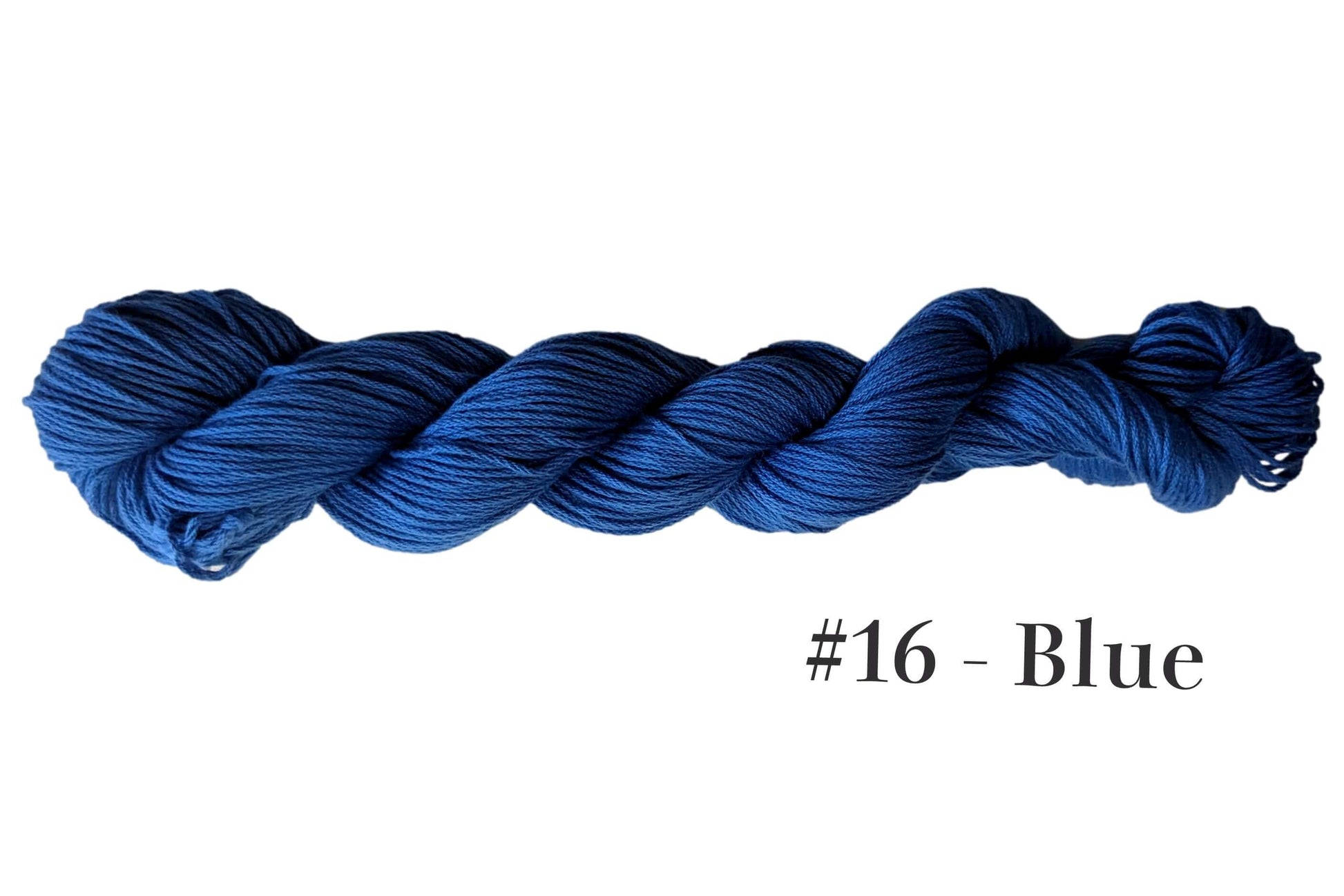 Traditional Mono Color Sashiko Thread in Blue skein #16 made of 100% Egyptian cotton, 145 meters in length and 26 g in weight