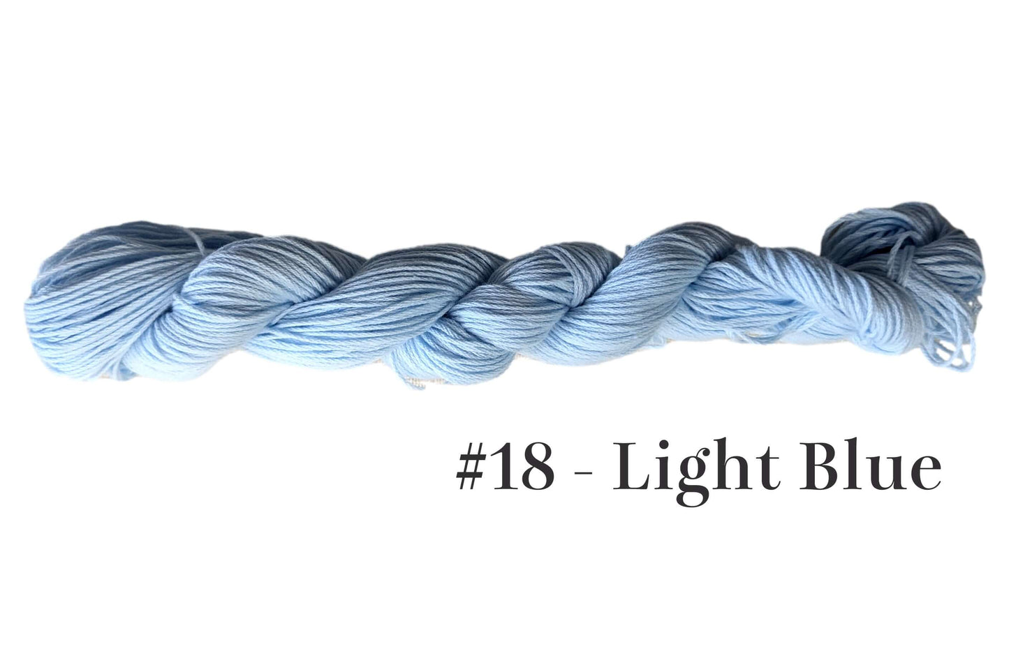 Light blue #18 traditional Sashiko thread skein made of 100% Egyptian cotton.