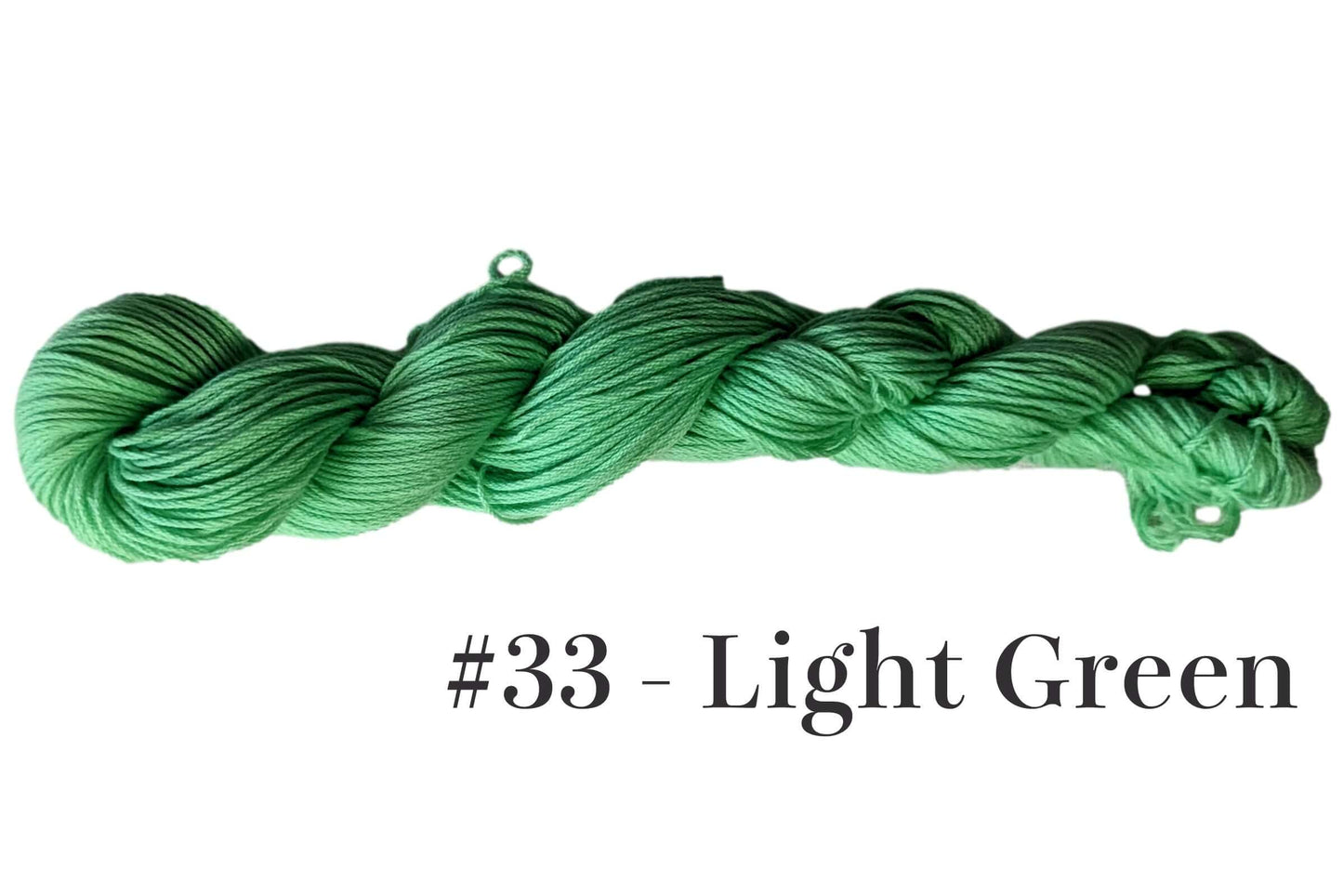 Light Green Traditional Sashiko Thread #33 made from 100% Egyptian Cotton, 145 meters per skein, manufactured in Japan