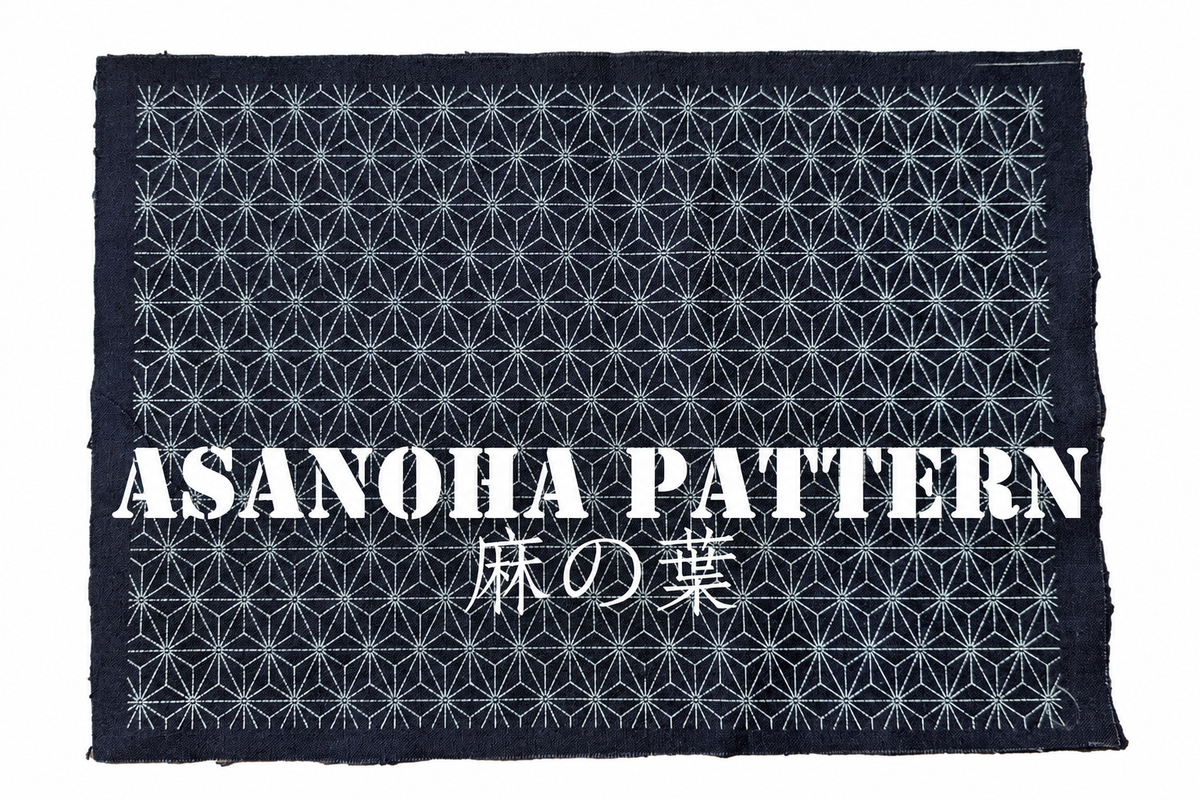 Ready-to-Stitch Sashiko Practice Fabric | Indigo Cotton | Asanoha or Shippou