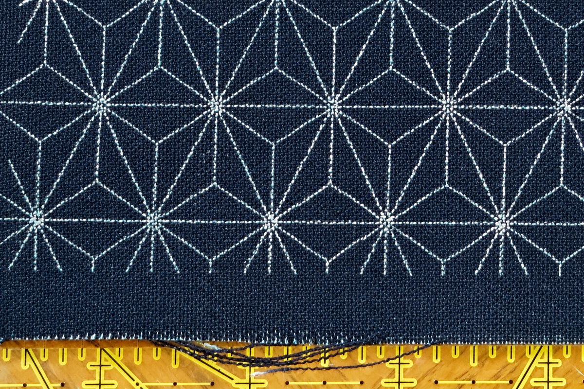 Ready-to-Stitch Sashiko Practice Fabric | Indigo Cotton | Asanoha or Shippou